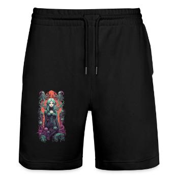 Goth Anime Girl Pastel Occult Underworld - Stanley/Stella Trainer Unisex Organic Jogging Shorts - black - Front - Nik (191cm) & Marisol (170cm)