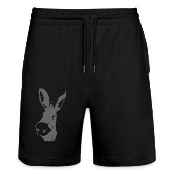 âne gris - Short de jogging bio TRAINER Stanley/Stella unisexe - noir - Devant - Nik (191cm) & Marisol (170cm)