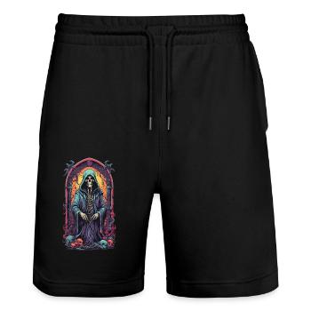 Gothic Grim Reaper Witches Mage Artwork - Stanley/Stella Trainer Unisex Organic Jogging Shorts - black - Front - Nik (191cm) & Marisol (170cm)