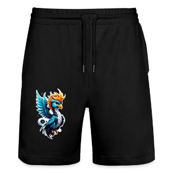 phenix - phoenix - oiseau de feu - Short de jogging bio TRAINER Stanley/Stella unisexe - noir - Devant - Nik (191cm) & Marisol (170cm)