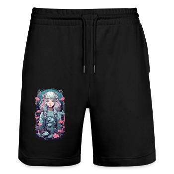 Pastel Goth Anime Underwater Gothic Girl - Stanley/Stella Trainer Unisex Organic Jogging Shorts - black - Front - Nik (191cm) & Marisol (170cm)