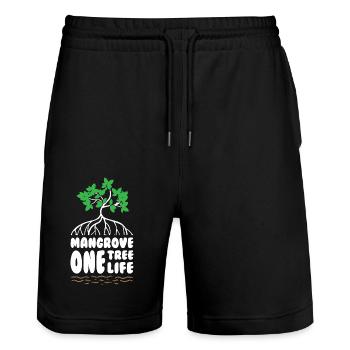 Mangrove One Tree One Life - Stanley/Stella Trainer Unisex Organic Jogging Shorts - black - Front - Nik (191cm) & Marisol (170cm)