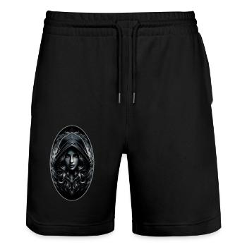 The Dark Seductress Gross - Stanley/Stella Trainer Unisex Organic Jogging Shorts - black - Front - Nik (191cm) & Marisol (170cm)
