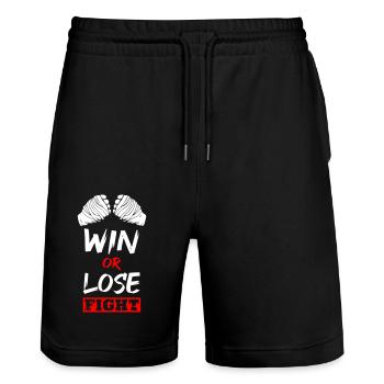 Gagner ou perdre le combat - Short de jogging bio TRAINER Stanley/Stella unisexe - noir - Devant - Nik (191cm) & Marisol (170cm)