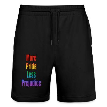 Plus d’orgueil, moins de préjugés arc-en-ciel - Short de jogging bio TRAINER Stanley/Stella unisexe - noir - Devant - Nik (191cm) & Marisol (170cm)