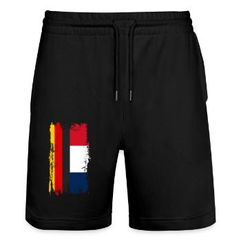 Français Français Allemagne France - Short de jogging bio TRAINER Stanley/Stella unisexe - noir - Devant - Nik (191cm) & Marisol (170cm)