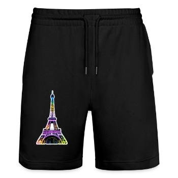 Eiffel tower #5 - Short de jogging bio TRAINER Stanley/Stella unisexe - noir - Devant - Nik (191cm) & Marisol (170cm)