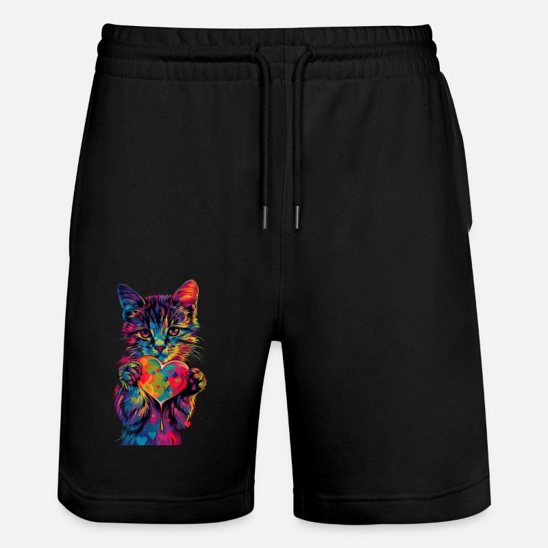 Katze - Stanley/Stella Unisex Bio Joggingshorts Trainer  - Schwarz