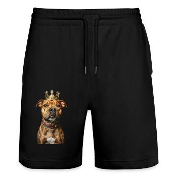 Staffordshire Bull Terrier - Short de jogging bio TRAINER Stanley/Stella unisexe - noir - Devant - Nik (191cm) & Marisol (170cm)