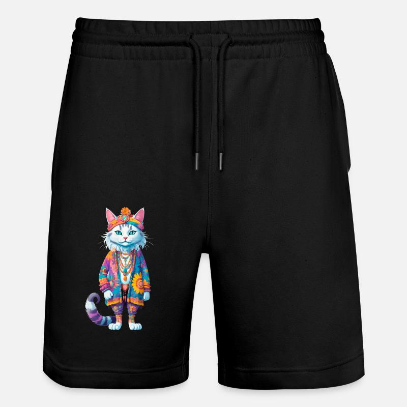 Hippie Cat - Stanley/Stella Unisex Bio Joggingshorts Trainer  - Schwarz