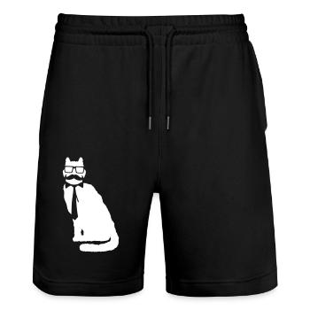 Smart Nerd Cat Lunettes à monture de corne Lunettes Geek Tie - Short de jogging bio TRAINER Stanley/Stella unisexe - noir - Devant - Nik (191cm) & Marisol (170cm)