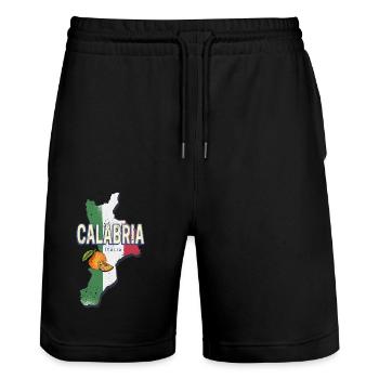 Calabria Italy Retro Region Wall Map Vintage - Stanley/Stella Trainer Unisex Organic Jogging Shorts - black - Front - Nik (191cm) & Marisol (170cm)