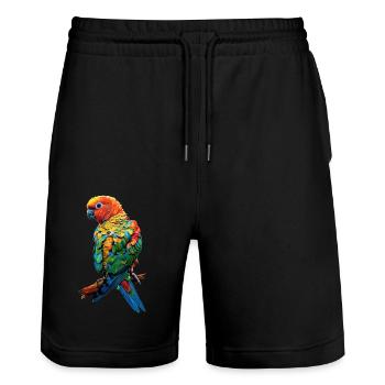 Sittiche - Stanley/Stella Unisex Bio Joggingshorts Trainer  - Schwarz - Vorne - Nik (191cm) & Marisol (170cm)