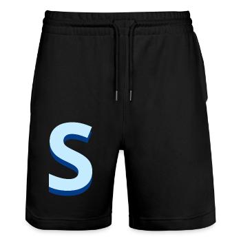 Pop und moderne blaue Buchstaben - Stanley/Stella Unisex Bio Joggingshorts Trainer  - Schwarz - Vorne - Nik (191cm) & Marisol (170cm)