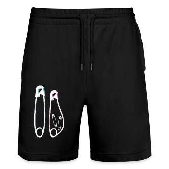 Announcement twins birth daughters - Stanley/Stella Trainer Unisex Organic Jogging Shorts - black - Front - Nik (191cm) & Marisol (170cm)