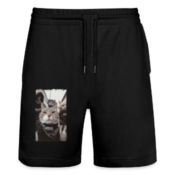 Gangster Cats Streetwear Cool Cat Motif - Short de jogging bio TRAINER Stanley/Stella unisexe - noir - Devant - Nik (191cm) & Marisol (170cm)