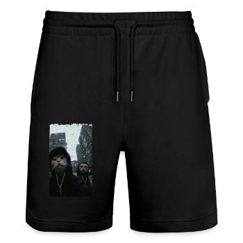 Gangster Cats Streetwear Cool Cat Motif - Short de jogging bio TRAINER Stanley/Stella unisexe - noir - Devant - Nik (191cm) & Marisol (170cm)