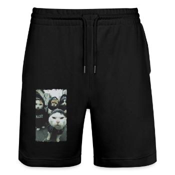 Gangster Cats Streetwear Cool Cat Motif - Short de jogging bio TRAINER Stanley/Stella unisexe - noir - Devant - Nik (191cm) & Marisol (170cm)
