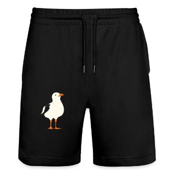 Gull - Stanley/Stella Trainer Unisex Organic Jogging Shorts - black - Front - Nik (191cm) & Marisol (170cm)