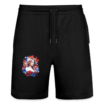 Tee shirt France - Short de jogging bio TRAINER Stanley/Stella unisexe - noir - Devant - Nik (191cm) & Marisol (170cm)