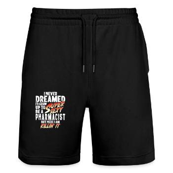 Super Sexy Apothecary Apothecary Gift - Stanley/Stella Trainer Unisex Organic Jogging Shorts - black - Front - Nik (191cm) & Marisol (170cm)