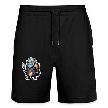 Chibli Zwerg - Stanley/Stella Unisex Bio Joggingshorts Trainer  - Schwarz - Vorne - Nik (191cm) & Marisol (170cm)