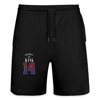Birthday King 14 Jahre 14. Geburtstag Geschenk - Stanley/Stella Unisex Bio Joggingshorts Trainer  - Schwarz - Vorne - Nik (191cm) & Marisol (170cm)