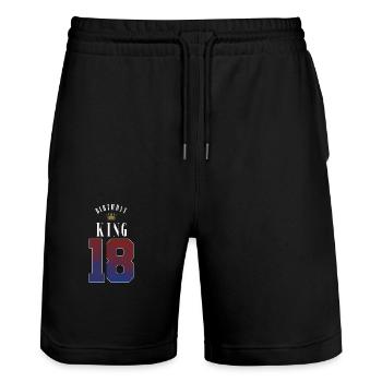 Birthday King 18 Jahre 18. Geburtstag Geschenk - Stanley/Stella Unisex Bio Joggingshorts Trainer  - Schwarz - Vorne - Nik (191cm) & Marisol (170cm)