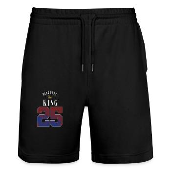Birthday King 25 Jahre 25. Geburtstag Geschenk - Stanley/Stella Unisex Bio Joggingshorts Trainer  - Schwarz - Vorne - Nik (191cm) & Marisol (170cm)