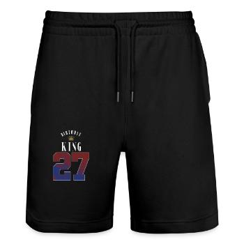 Birthday King 27 Years 27th Birthday Gift - Stanley/Stella Trainer Unisex Organic Jogging Shorts - black - Front - Nik (191cm) & Marisol (170cm)