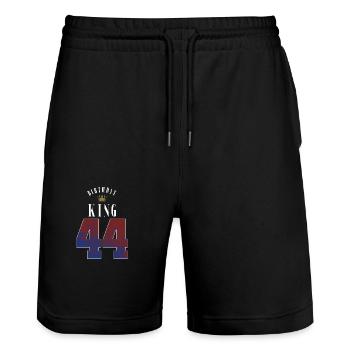 Birthday King 44 Jahre 44. Geburtstag Geschenk - Stanley/Stella Unisex Bio Joggingshorts Trainer  - Schwarz - Vorne - Nik (191cm) & Marisol (170cm)