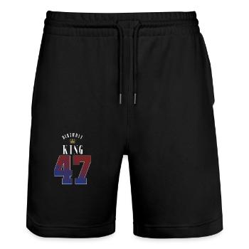 Birthday King 47 Jahre 47. Geburtstag Geschenk - Stanley/Stella Unisex Bio Joggingshorts Trainer  - Schwarz - Vorne - Nik (191cm) & Marisol (170cm)
