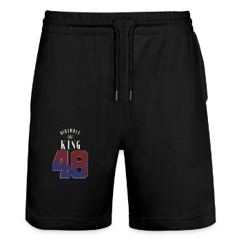 Birthday King 48 Years 48th Birthday Gift - Stanley/Stella Trainer Unisex Organic Jogging Shorts - black - Front - Nik (191cm) & Marisol (170cm)