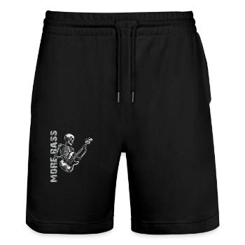 Skelett Skull mit Bassgitarre und Spruch Mehr Bass - Stanley/Stella Unisex Bio Joggingshorts Trainer  - Schwarz - Vorne - Nik (191cm) & Marisol (170cm)