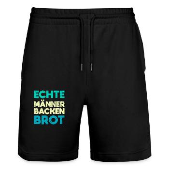 Echte Männer Backen Brot - Stanley/Stella Unisex Bio Joggingshorts Trainer  - Schwarz - Vorne - Nik (191cm) & Marisol (170cm)