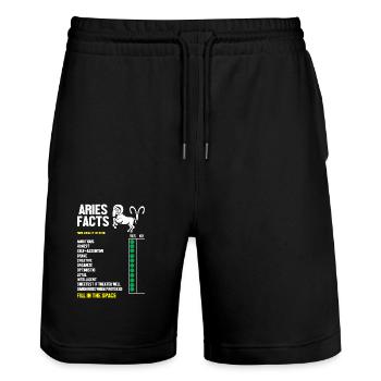 Sternzeichen Widder - Stanley/Stella Unisex Bio Joggingshorts Trainer  - Schwarz - Vorne - Nik (191cm) & Marisol (170cm)