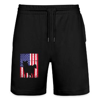 Sibirischer Husky - Stanley/Stella Unisex Bio Joggingshorts Trainer  - Schwarz - Vorne - Nik (191cm) & Marisol (170cm)