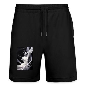 Lamia - Stanley/Stella Trainer Unisex Organic Jogging Shorts - black - Front - Nik (191cm) & Marisol (170cm)