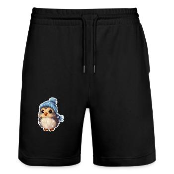 Winter Vögelchen - Stanley/Stella Unisex Bio Joggingshorts Trainer  - Schwarz - Vorne - Nik (191cm) & Marisol (170cm)
