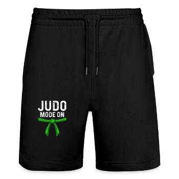 Judo Mode on - Stanley/Stella Trainer Unisex Organic Jogging Shorts - black - Front - Nik (191cm) & Marisol (170cm)