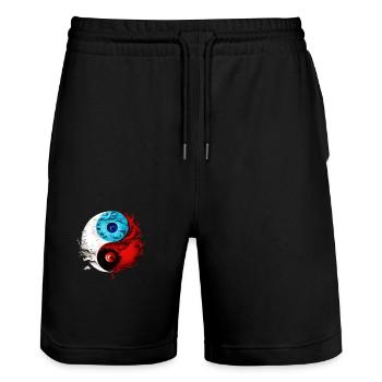 Yin Yang - Stanley/Stella Trainer Unisex Organic Jogging Shorts - black - Front - Nik (191cm) & Marisol (170cm)