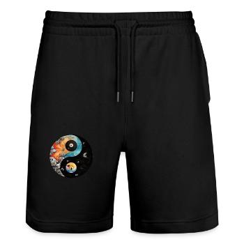 Yin Yang - Short de jogging bio TRAINER Stanley/Stella unisexe - noir - Devant - Nik (191cm) & Marisol (170cm)