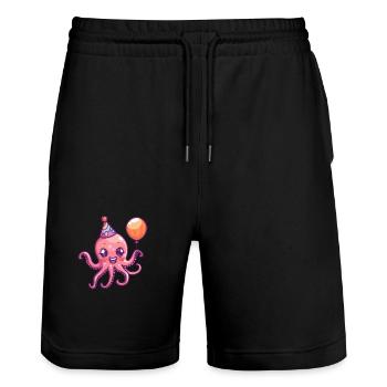 Octopus Birthday Comic - Stanley/Stella Trainer Unisex Organic Jogging Shorts - black - Front - Nik (191cm) & Marisol (170cm)