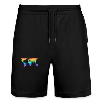 Teach love, not hate. Love is love. - Stanley/Stella Trainer Unisex Organic Jogging Shorts - black - Front - Nik (191cm) & Marisol (170cm)
