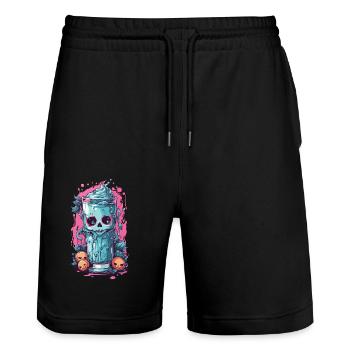 Okkult Goth Kawaii Giftiger Milchshake Design - Stanley/Stella Unisex Bio Joggingshorts Trainer  - Schwarz - Vorne - Nik (191cm) & Marisol (170cm)
