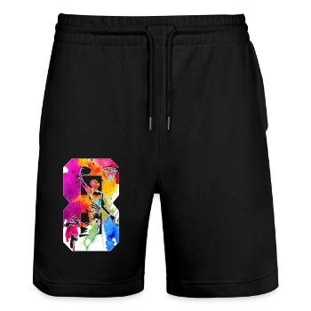 8TH BIRTHDAY BASKETBALL NUMBER 8 - Stanley/Stella Trainer Unisex Organic Jogging Shorts - black - Front - Nik (191cm) & Marisol (170cm)