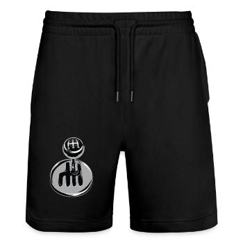 Gear shift - sport automobile - Short de jogging bio TRAINER Stanley/Stella unisexe - noir - Devant - Nik (191cm) & Marisol (170cm)