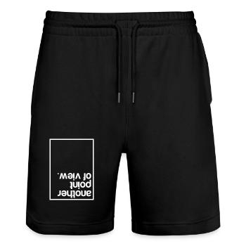 Another point of view (dark) - Stanley/Stella Trainer Unisex Organic Jogging Shorts - black - Front - Nik (191cm) & Marisol (170cm)