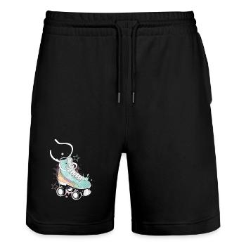 Rollschuh in Retro Farben mit Graffiti und Sterne - Stanley/Stella Unisex Bio Joggingshorts Trainer  - Schwarz - Vorne - Nik (191cm) & Marisol (170cm)