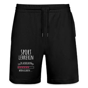 Sportlehrerin in Ausbildung Geschenk - Stanley/Stella Unisex Bio Joggingshorts Trainer  - Schwarz - Vorne - Nik (191cm) & Marisol (170cm)